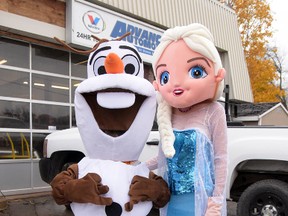 Olaf and Elsa from Frozen will be special guests at the 2014 Tillsonburg Kiwanis Santa Claus Parade on Saturday, Nov. 15. The parade, which lines up in the parking lots behind Avondale United Church, begins at 2 p.m.