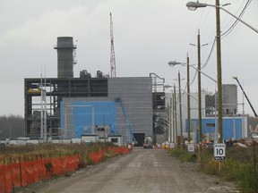 Construction continues on a natural gas-fired electricity plant on Oil Springs Line in St. Clair Township. An official with Toronto-based Eastern Power said it hopes work on the $360-million project can be completed by the spring. (PAUL MORDEN/ THE OBSERVER/ QMI AGENCY)