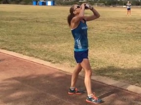 Chris Kimbrough, a 44-year-old mother of six, broke the women's beer mile record on Nov. 2. (Steve Waters/YoutTube.com)