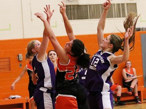 The Lasalle Lancers played the Lo-Ellen Knights in the girls senior basketball final at Lasalle Secondary School on Saturday. JOHN LAPPA/THE SUDBURY STAR/QMI AGENCY