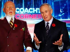 Don Cherry and Ron MacLean on Hockey Night in Canada Saturday, Nov. 8, 2014.