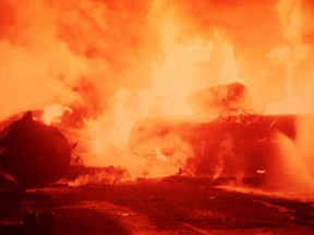On Nov. 10, 1979, a 106-car Canadian Pacific Railway (CP) freight train carrying explosive and poisonous chemicals derailed in Mississauga, Ont., releasing massive amounts of explosive and poisonous chemicals, leading to evacuation of the entire city. (Bill Sandford/Toronto Sun files)