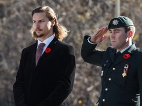 Sunday, Nov. 9, 2014 Ottawa -- The Toronto Maple Leafs and Ottawa Senators gather together at the National War Memorial in memory of our fallen soldiers on Sunday, Nov. 9, 2014
PHOTO: Andre Ringuette/Freestyle Photography/OSHC