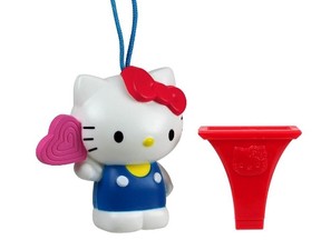 McDonald's has issued a recall on this Hello Kitty lollipop whistle over choking concerns. (Supplied)