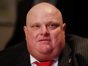 Mayor Rob Ford while watching the municipal election results in Toronto, October 27, 2014. (REUTERS/Mark Blinch)