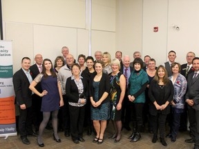 Drayton Valley Community Foundation board members join representatives from groups who received grants for 2014 during the foundation’s 20th anniversary celebrations on Nov. 6. The foundation will start accepting applications for next year’s grants in January. Go online to www.dvcf.org to find out more about how your organization can receive support from the foundation.