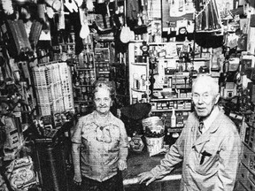 Frieda Murray and Harold Murray in the stock-filled basement of Murray?s Hardware store.