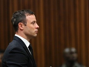South African Olympic and Paralympic track star Oscar Pistorius was sentenced to five years in prison last month for the negligent killing of his girlfriend Reeva Steenkamp on Valentine's Day 2013. (Themba Hadebe/Reuters/Pool)