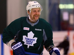 Maple Leafs winger Leo Komarov has been a hitting machine this season and has fast become a fan favourite. (Dave Abel/Toronto Sun)