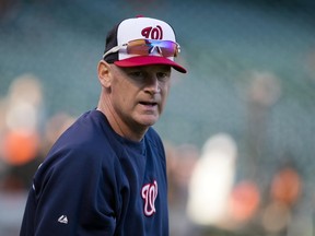 Washington Nationals manager Matt Williams looks on during batting practice before Game 4 of the 2014 NLDS series against the San Francisco Giants at AT&T Park. (Kelley L Cox/USA TODAY Sports)