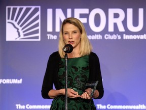 Yahoo CEO Marissa Mayer speaks at a Salesforce event at the Commonwealth Club in San Francisco, Oct. 30, 2014. REUTERS/Robert Galbraith