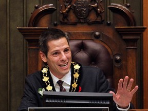 Mayor Brian Bowman gestures during his inaugural speech to council last week. On Wednesday, Bowman named additional council appointments. (Brian Donogh/Winnipeg Sun file photo)