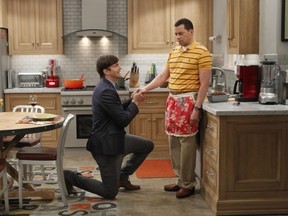 Ashton Kutcher (L) and Jon Cryer in the season twelve premiere of Two and a Half Men.

(Courtesy CBS)