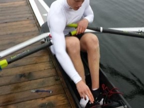 Blezard Valley native Curtis Halladay during a practice session at the national rowing championships in Victoria. B.C., last weekend.