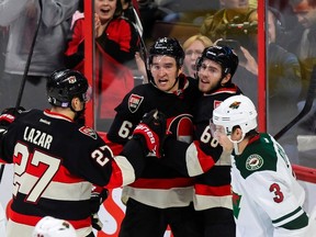 The line of Curtis Lazar, Mark Stone and Mike Hoffman has scored in six of the last seven games. (Errol McGihon/Ottawa Sun)