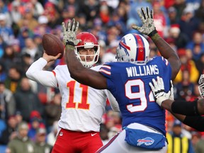 For the Bills to win tonight, Buffalo’s defensive front four — led by Mario Williams — will have to create constant pressure on Dolphins QB Ryan Tannehill. (USA TODAY SPORTS)