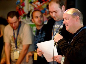 Stollery president Mike House, right, and Extra Life Edmonton president Matt Dykstra, left, are being recognized by the Children’s Miracle Network for Outstanding Foundation Team Award. (Edmonton Sun file)