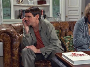 Jim Carrey as Lloyd Christmas (L) and Jeff Daniels as Harry Dunne. 

(Courtesy)
