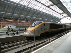 The Eurostar at London’s St. Pancras train station. The line, which links the United Kingdom with Europe through an undersea tunnel, turns 20 on Nov. 14. JANIE ROBINSON PHOTO