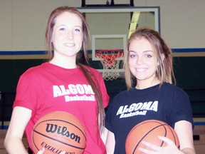 Karly Fracalanza, left, and Jordan Milos will be continuing their decade-long career as teammates as they've both accepted scholarships to play for Algoma University next year. The 17-year-old Grade 12 St. Patrick's students have been recruited by Algoma women's basketball head coach Ryan Vetrie. (TERRRY BRIDGE/THE OBSERVER)