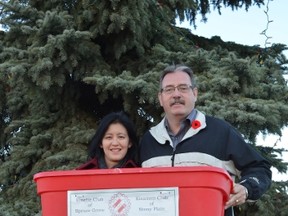 Sue Armitstead and Ed Berney are ready to kick-off the Christmas Hamper drive in the tri-area for the Kinettes and Kinsmen. - Thomas Miller, Reporter/Examiner
