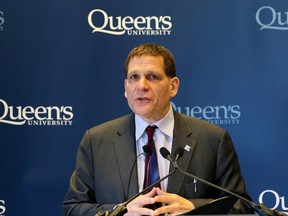 Queen's University Principal Daniel Woolf speaks at his annual Principal's Community Breakfast at the Fort Henry Discovery Centre in Kingston on Thursday November 13 2014.  (IANMACALPINE)-KINGSTON WHIG-STANDARD/QMI AGENCY