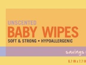 One of the labels from the affected baby wipes. 

(Handout)