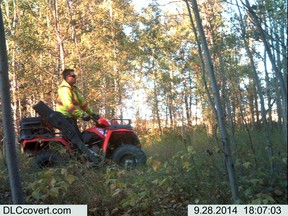 RCMP are asking for the public's assistance in identifying the quad driver in this photo.  In late September, a break and enter occurred to a property South of Spruce Grove in the Golden Spike area.  A red Polaris quad was stolen, along with a chainsaw, leaf-blower, and some tires. The quad is a 2013 Polaris Sportsman 500 HO, with a black box and rack on the back, and damage to the ignition where it was punched. A trail-cam in the area captured the attached photo. Police would like to identify the man driving the quad.  If you have information about this, please call the Spruce Grove/Stony Plain RCMP at 780-968-7200 or 780-962-2222.  If you want to remain anonymous, you can contact Crime Stoppers by phone at 1.800.222.8477 (TIPS), by internet at [http://www.tipsubmit.com,/]www.tipsubmit.com, or by SMS (www.crimestoppers.ab.ca for instructions).