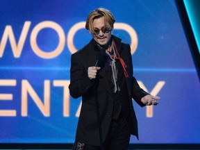 Johnny Depp presents the Hollywood Documentary Award to "Supermensch: The Legend of Shep Gordon" during the Hollywood Film Awards in Hollywood, California November 14, 2014.  REUTERS/Kevork Djansezian