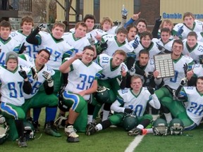 The St. Patrick's Fighting Irish defeated the Northern Vikings for the Lambton Kent high school junior boys football championship. St. Pat's won 44-0 at Norm Perry Park in Sarnia on Saturday. (TERRY BRIDGE/THE OBSERVER)