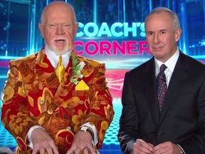 Don Cherry and Ron MacLean during their November 15 Coach's Corner on Hockey Night in Canada. (YouTube screen grab)