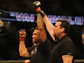 UFC 180 headliner Fabricio Werdum celebrates a victory after his heavyweight fight during UFC on FOX 11 at Amway Center on April 19, 2014. (David Manning/USA TODAY Sports)