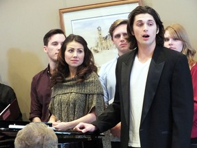 Jake Stern belts out a tune in front of the Boomers club at Victoria Hall last week. He and the rest of the cast will be putting on the Starbright Christmas show later this month.
BRENT BOLES/ QMI AGENCY