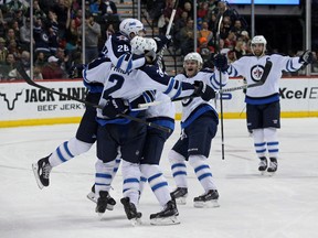 Jets players have reason to celebrate. Winnipeg has the 12th best tax rate amongst NHL cities. (Brace Hemmelgarn-USA TODAY Sports)