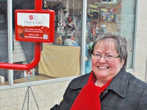Maj. Denise Walker, corps officer with the Salvation Army in Mitchell and Stratford, helped kick off the area's annual Christmas Kettle campaign. KRISTINE JEAN/MITCHELL ADVOCATE