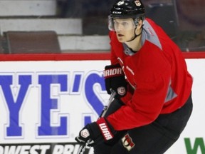 Colin Greening, a healthy scratch much of the year, practises at CTC on Monday. (Errol McGihon/Ottawa Sun)