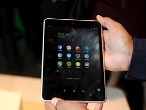 Nokia's new Android tablet N1 is seen at the Slush 2014 event in Helsinki Nov. 18, 2014. REUTERS/Heikki Saukkomaa/Lehtikuva