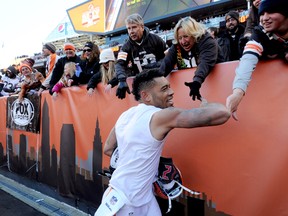 Cleveland Browns cornerback Joe Haden (23) celebrates with fans after the game between the Cleveland Browns and the Tampa Bay Buccaneers at FirstEnergy Stadium on Nov 2, 2014 in Cleveland, OH, USA. (Ken Blaze/USA TODAY Sports)