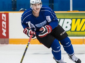 Travis Barron, who has 11 points in 14 games with the 67's this season, practises Wednesday at TD Place. (Errol McGihon/Ottawa Sun)