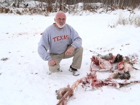 JOHN LAPPA/THE SUDBURY STAR/QMI AGENCY
Dermott Kinsella, of Azilda, believes a pack of wolves killed and ate a deer on his property.