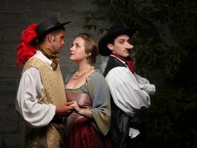 Justin Robertson, left, Hannah Smith and Martin Fobert star in Cyrano, staged by Bottle Tree Productions. (David Ajax photo)