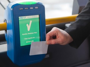 An LTC bus with a new smart card reader. Mike Hensen/The London Free Press/QMI Agency