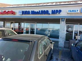 The Barrhaven constituency office of MPP Lisa MacLeod, a candidate for the Ontario PC Party leadership, was closed Friday due to an unspecified security issue. (DOUG HEMPSTEAD Ottawa Sun)