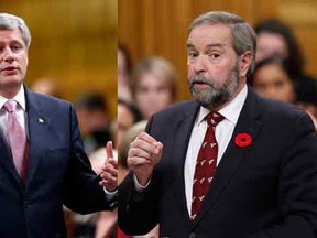Prime Minister Stephen Harper and NDP Leader Thomas Mulcair. 

REUTERS