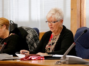 Emily Mountney-Lessard/The Intelligencer
Police services board member Marg Wagner gives a verbal update to the board about the new police situational table being created to bring police together with local health and wellness agencies.