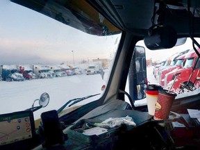 View from Belleville, Ont. trucker Mike Benson's tractor trailer cabin as he is stranded in Buffalo's snowmageddon at a truck stop in the area of Cheektowaga (east of Buffalo) earlier this week. - Photo submitted by Mike Benson