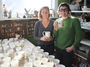 Maggie Hogan, left, and Marney McDiarmid are two of the crafters who will be showing their wares at the Fat Goose Craft Fair this Sunday at Grant Hall. WED., NOV. 19, 2014 KINGSTON, ONT. MICHAEL LEA THE WHIG STANDARD QMI AGENCY