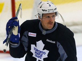 Captain Dion Phaneuf surely must have known what the reaction would be to his club's foregoing of the salute of Leafs fans at the end of Thursday's Tampa Bay game. (Dave Abel/Toronto Sun)