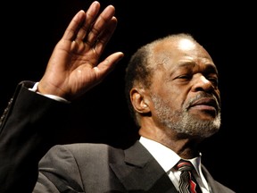 Marion Barry is sworn in as Washington city council member, for Ward Eight of the District of Columbia, in Washington, in this January 2, 2005 file photo. (REUTERS/Micah Walter/Files)