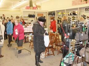 The Goderich BIA Ladies Night Out event returned on Thurs., Nov. 20. Twenty-nine businesses participated this year. Hundreds of ladies packed downtown stores during the evening, as shown in this picture from Wuerth Shoes. (Dave Flaherty/Goderich Signal Star)